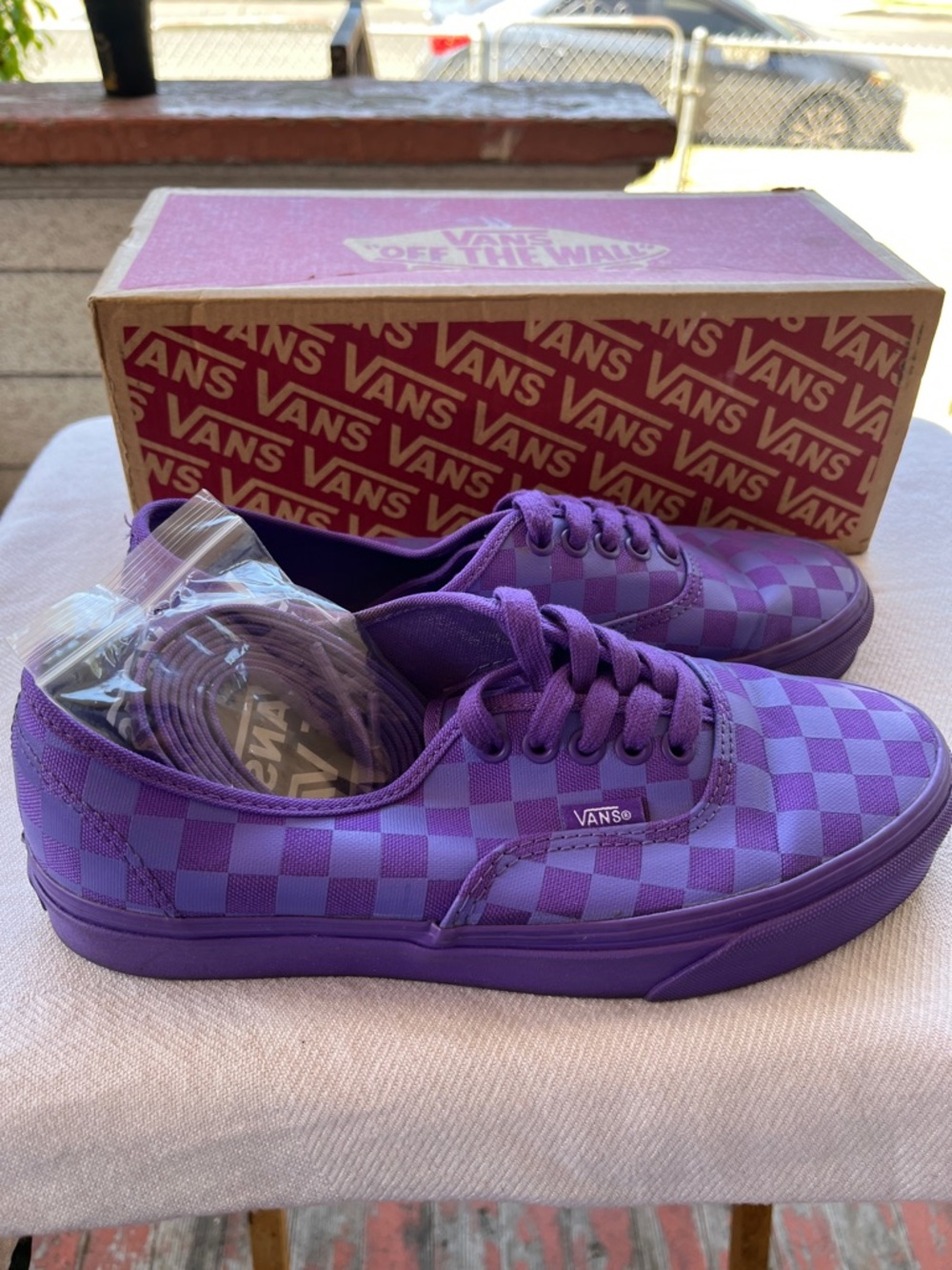 Vans Kids Purple Checkerboard Sneakers